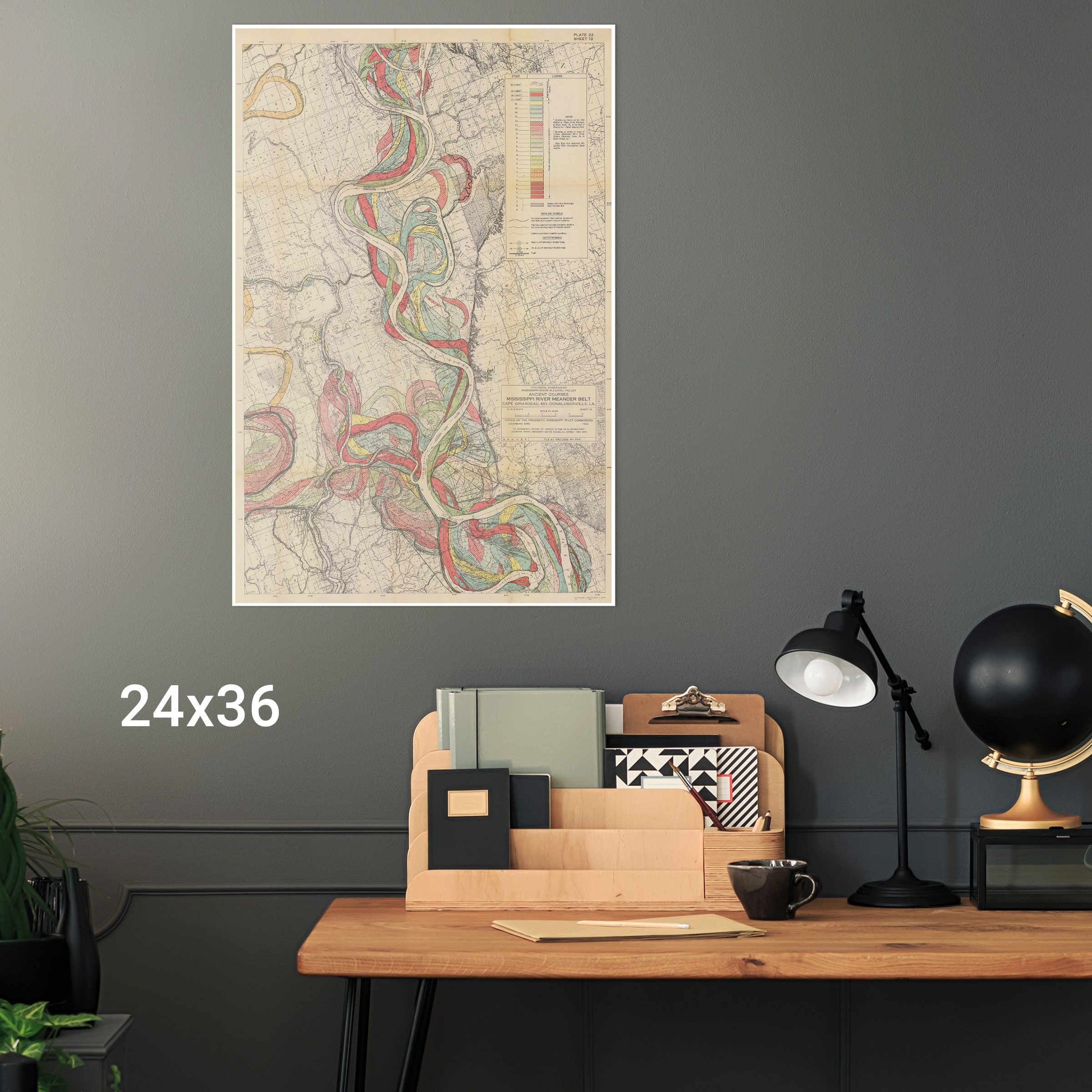 Mississippi Flussmäandergürtel, geologische Karte von Harold Fisk, 1944- 13 von 15 - Bild 11 von 11