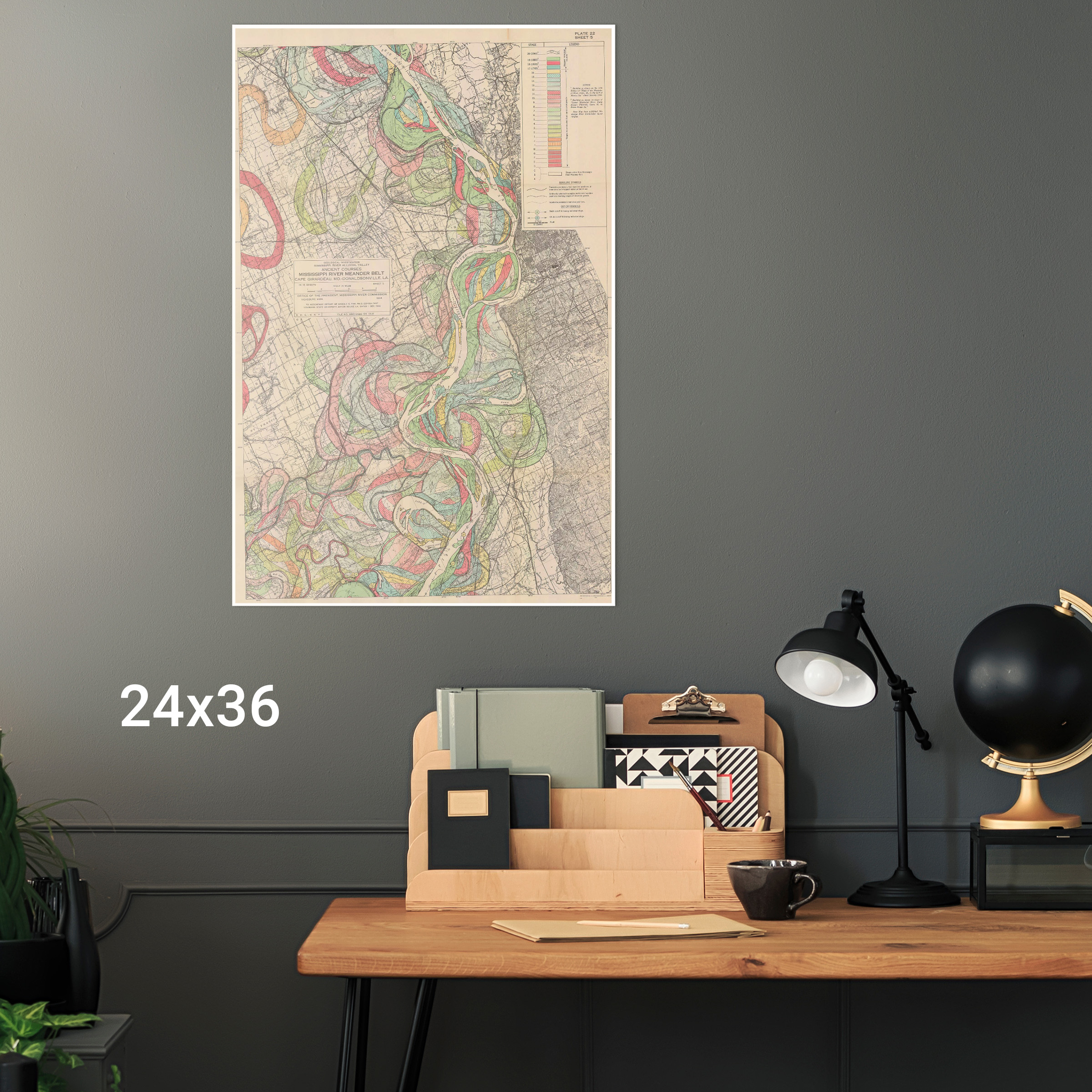 Mississippi Flussmäandergürtel, geologische Karte von Harold Fisk, 1944 - 5 von 15 - Bild 11 von 11