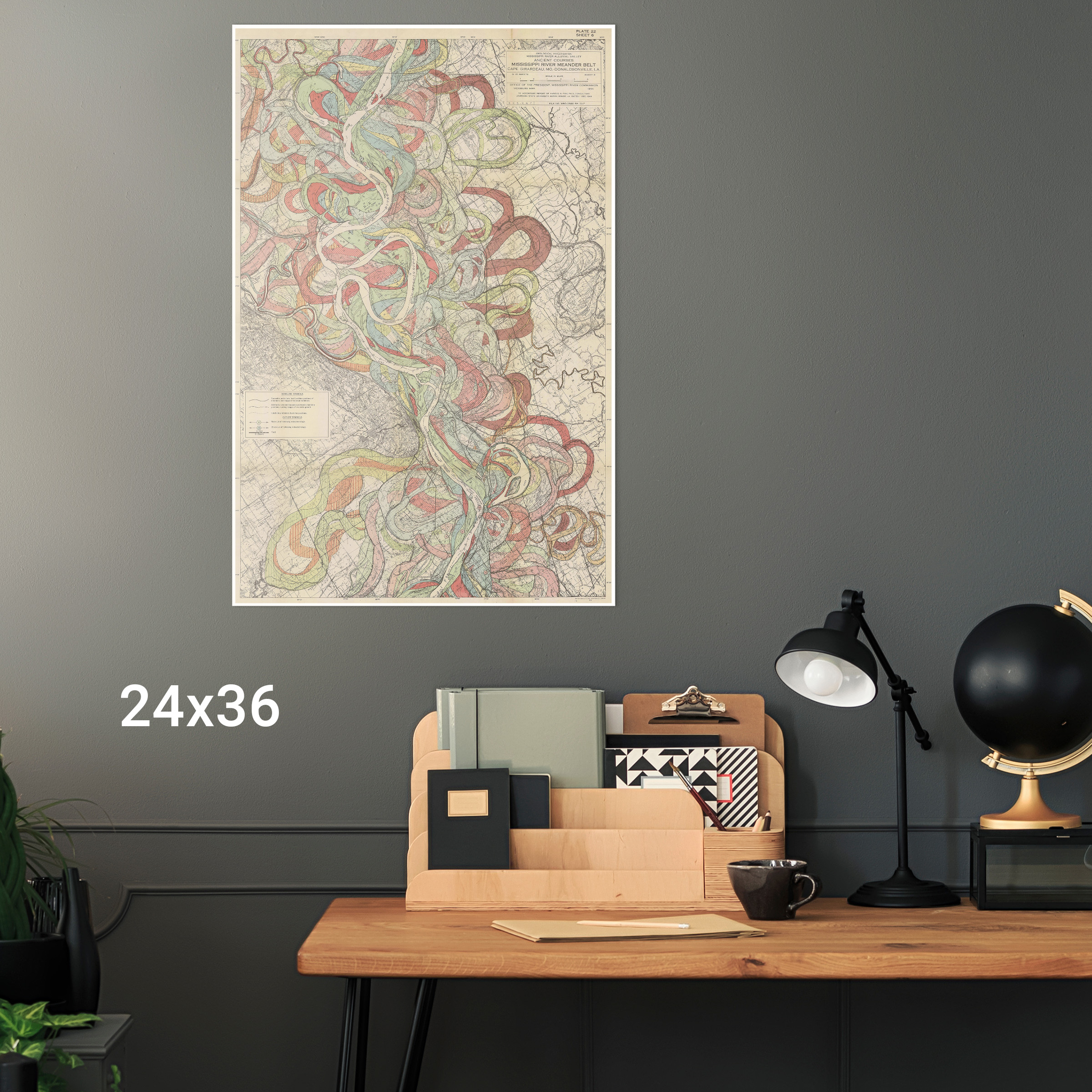Cinturón de meandro del río Mississippi, mapa geológico de Harold Fisk, 1944- 6 de 15 - Imagen 12 de 12