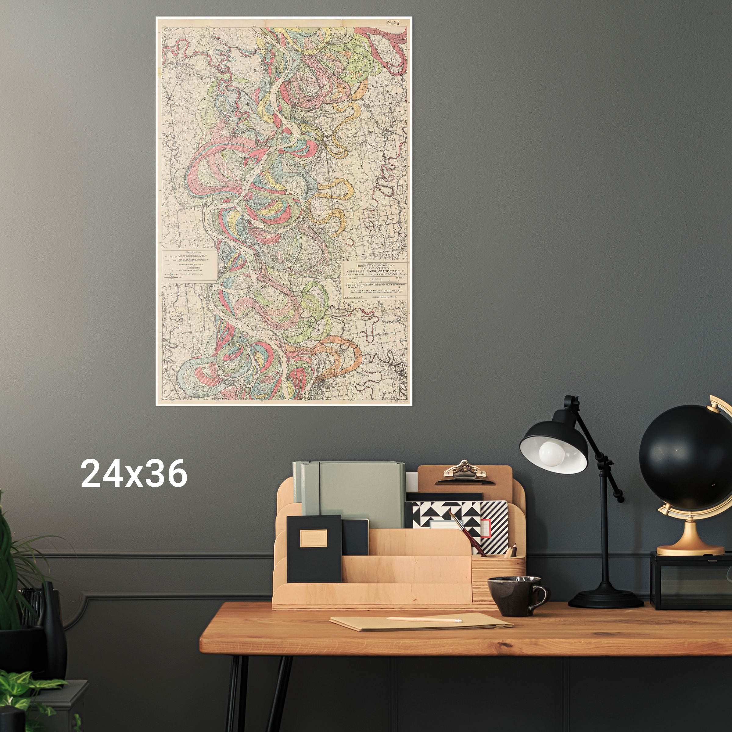 Cinturón de meandro del río Mississippi, mapa geológico de Harold Fisk, 1944- 8 de 15 - Imagen 11 de 11
